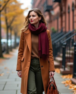 Femme élégante en manteau d'automne dans la ville
