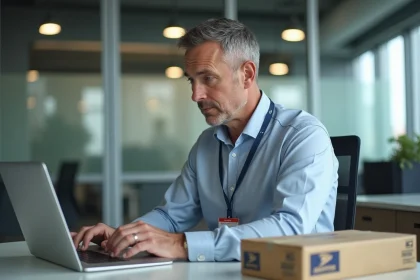 Homme d affaires au bureau utilisant un ordinateur portable