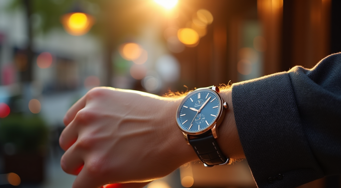 Poignet stylé avec deux montres élégantes en ville