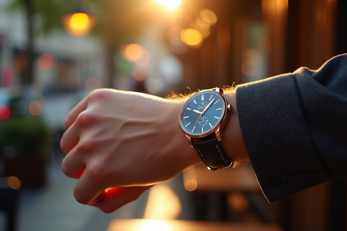 Poignet stylé avec deux montres élégantes en ville