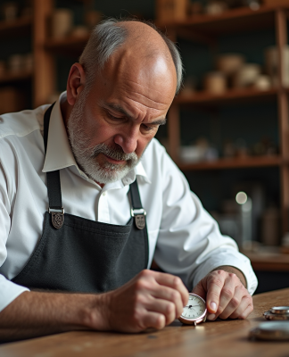 Horloger homme examinant un cadran de montre ancienne