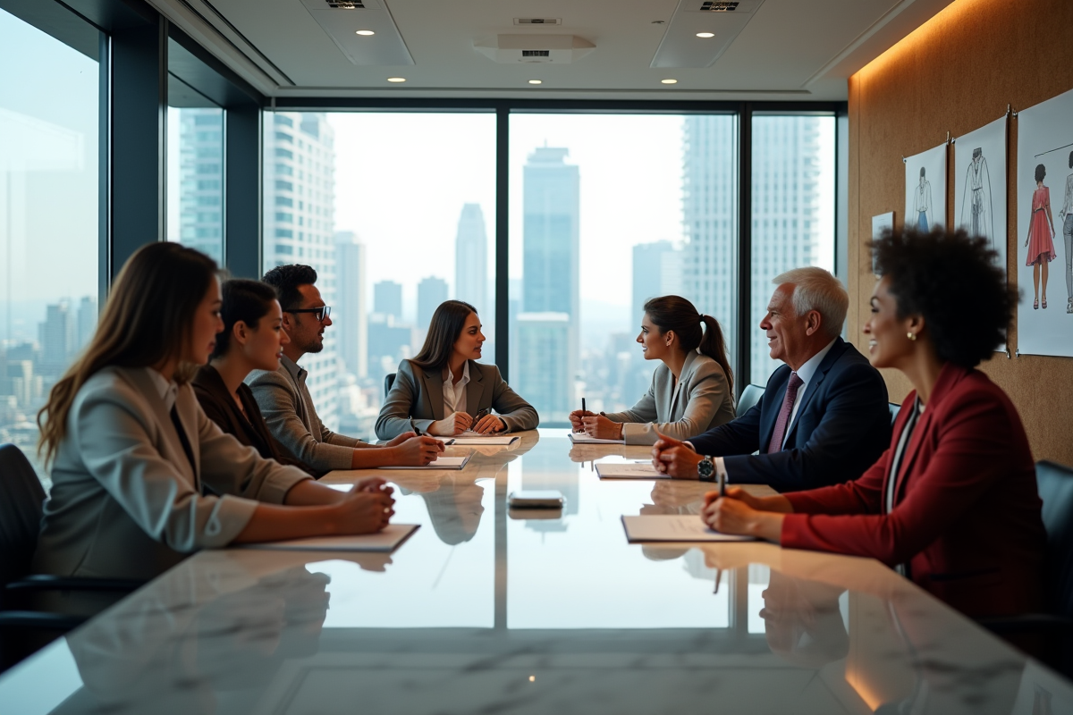 Groupe de leaders de la mode en réunion dans un bureau moderne